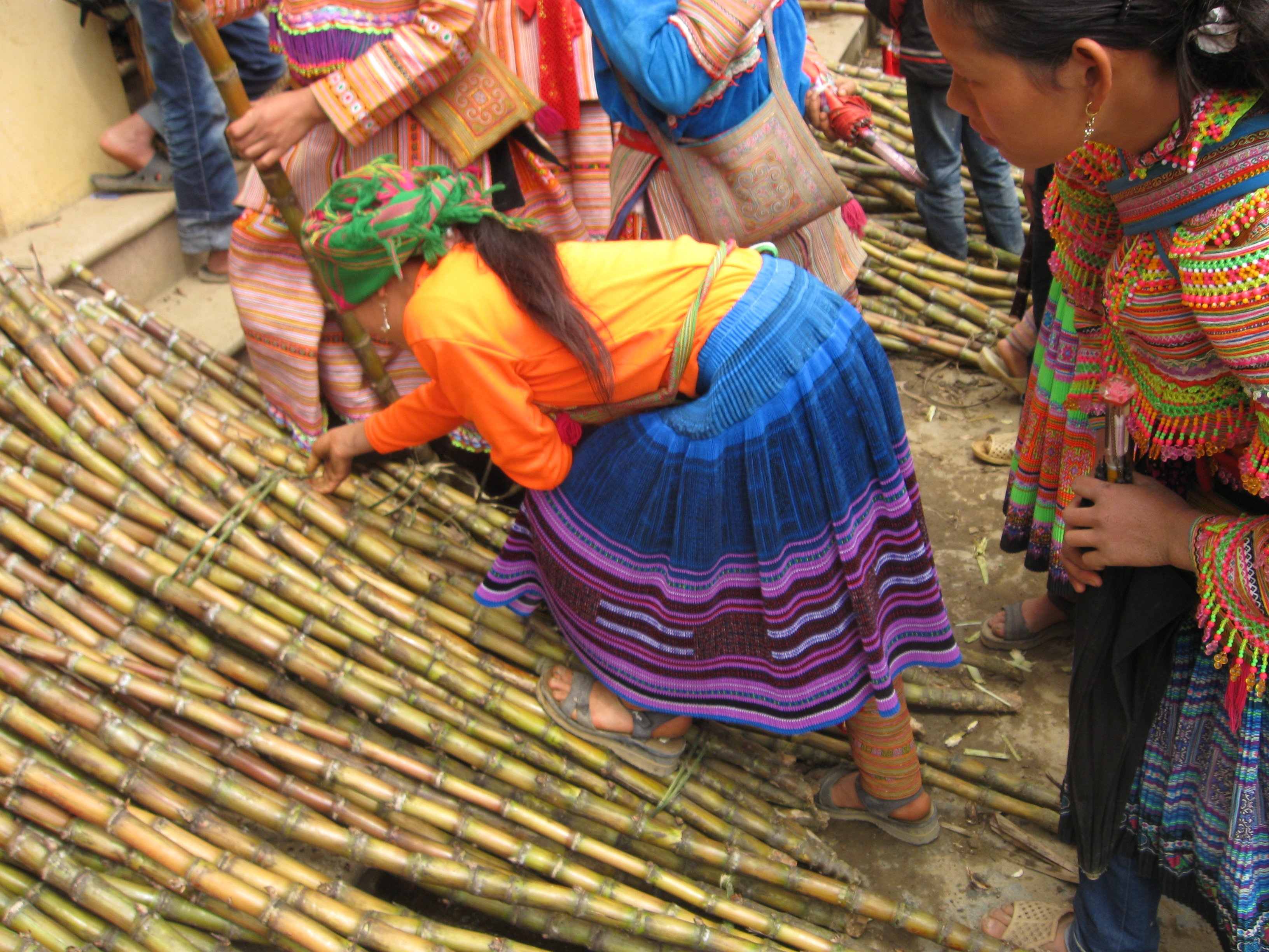 Sugar cane seller at Bac Ha market, Vietnam