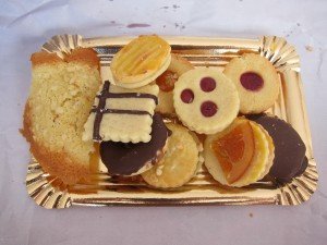 Biscuit Selection on a gold tray 