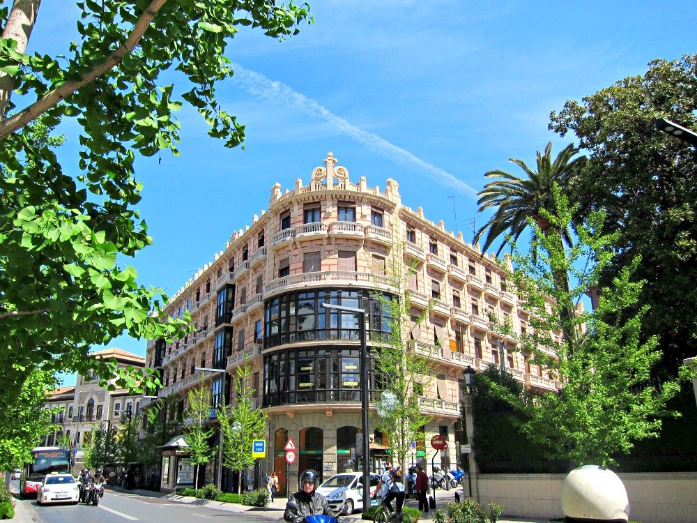 Beautiful buildings line the streets of Granada
