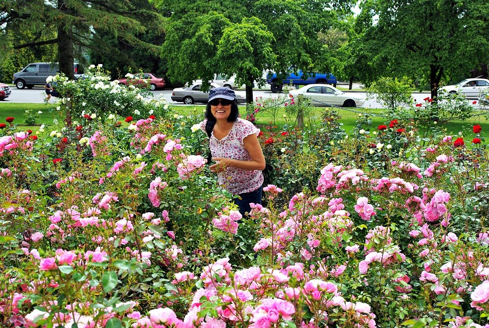 Smelling the perfume of the Rose Garden