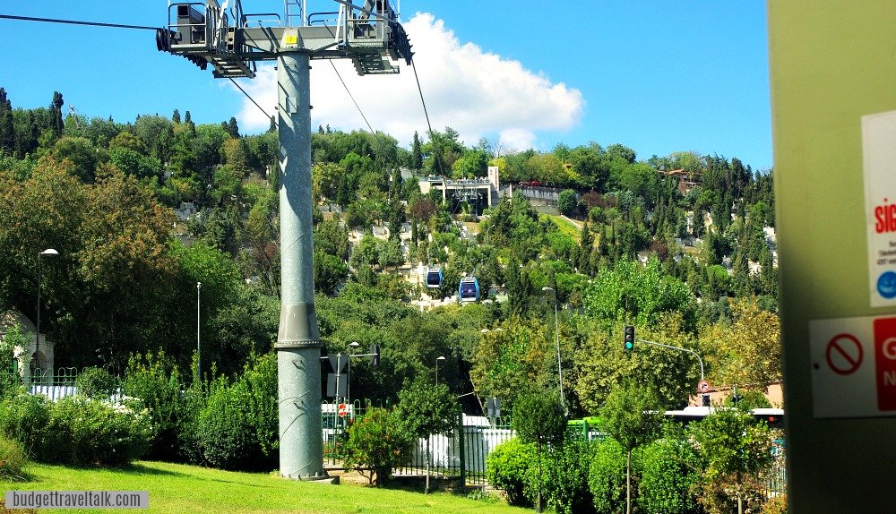 Looking to the top of Pierre Loti Hill from the bottom Gondola Station in Eyup Istanbul Turkey