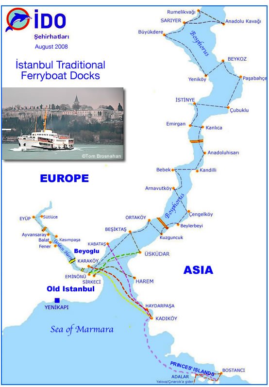 Map of Istanbul Ferry Routes