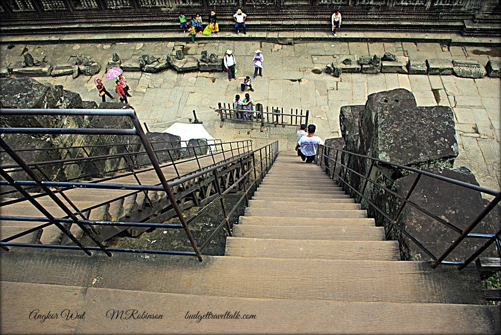 Looking down from the top level of Angkor Wat