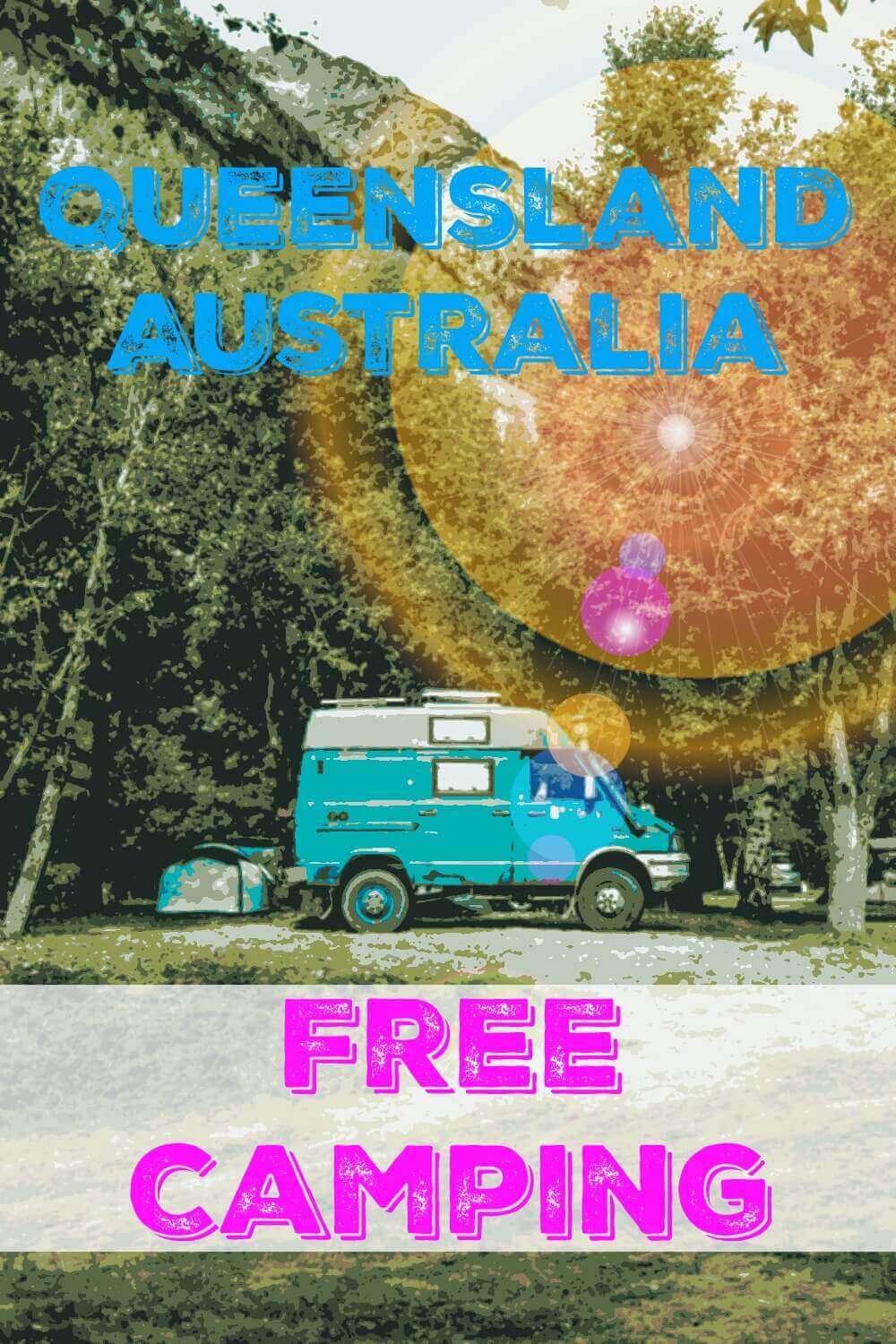 Blue Campervan Free Camping in Queensland Australia