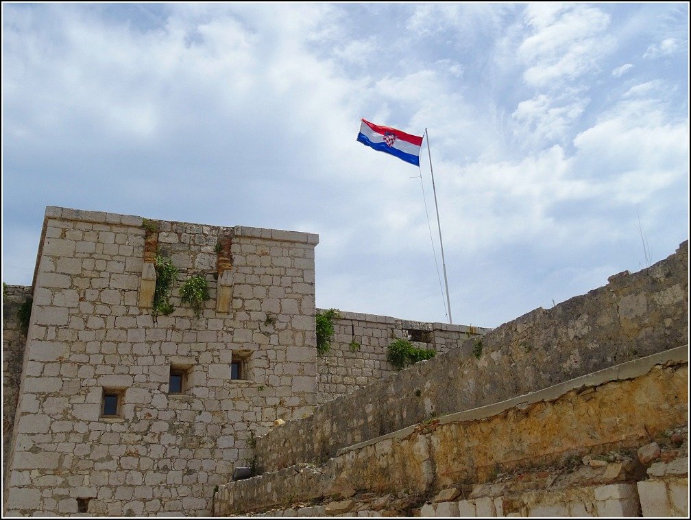 Vis Island Fort George Croatian Flag