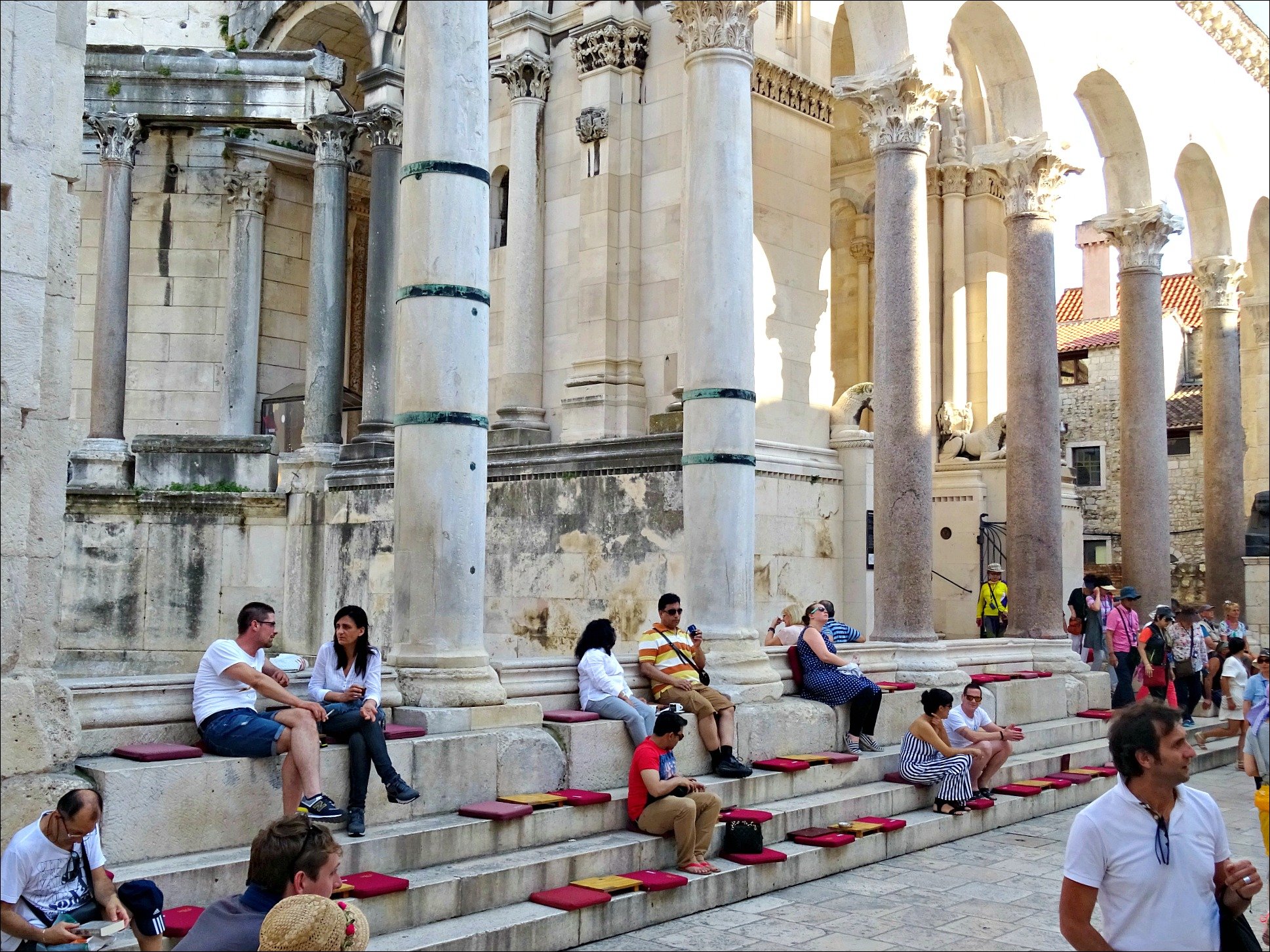 People on the vestibule seating at Split Palace Peristyle
