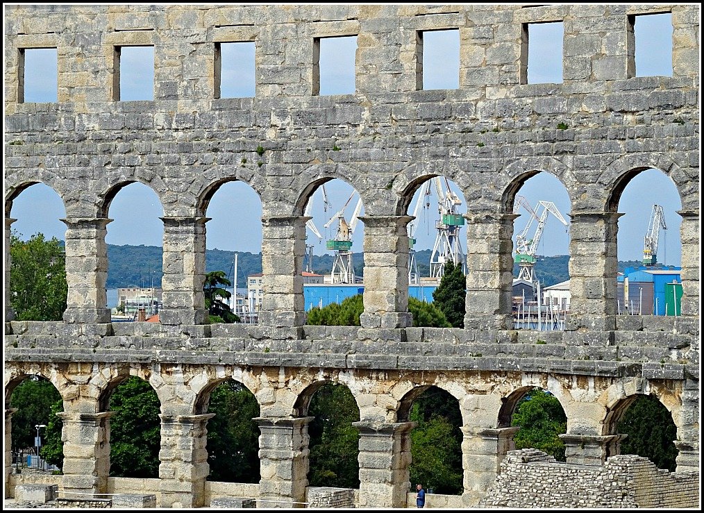 Port views from Pula's Arena