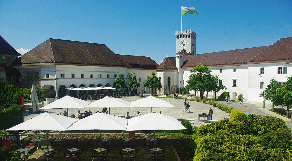 Ljubljana Castle Chapel across the courtyard