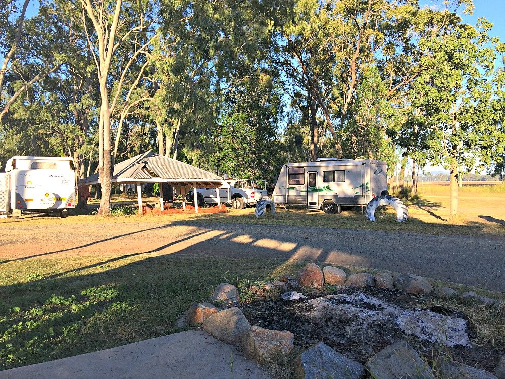 Dululu Free Camp Fireplace and Vans. Dululu is south of Mt. Morgan on the Burnett Highway, Queensland, Australia.