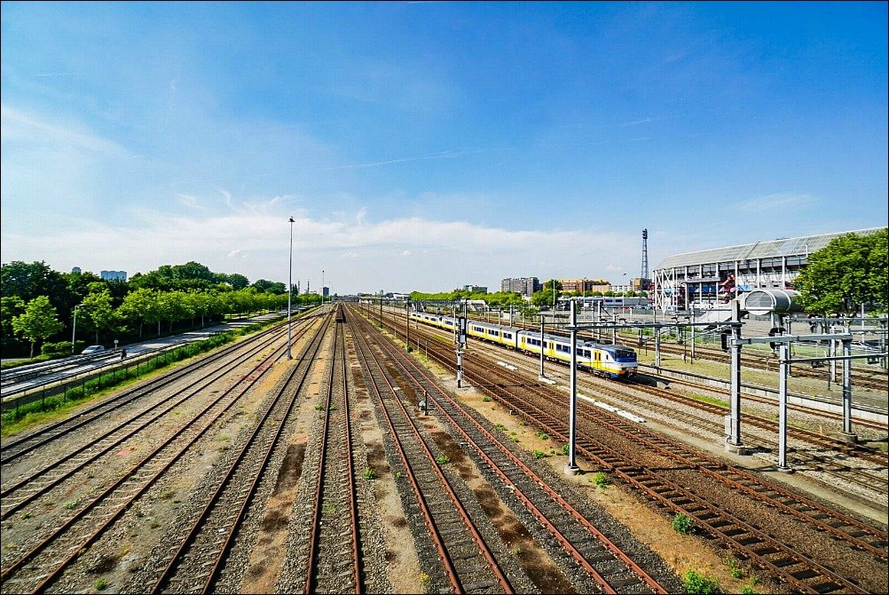 A photo of the Rotterdam Train Tracks for the Netherlands travel hack OV Chip Card
