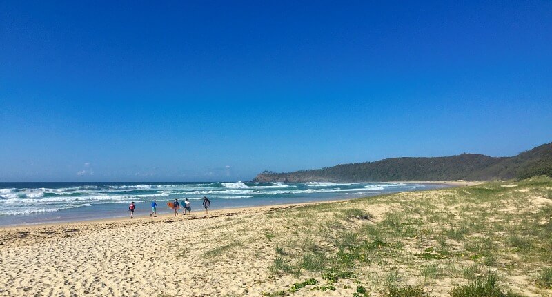 Surfers and Walkers at Alexandria Bay in Noosa National Park