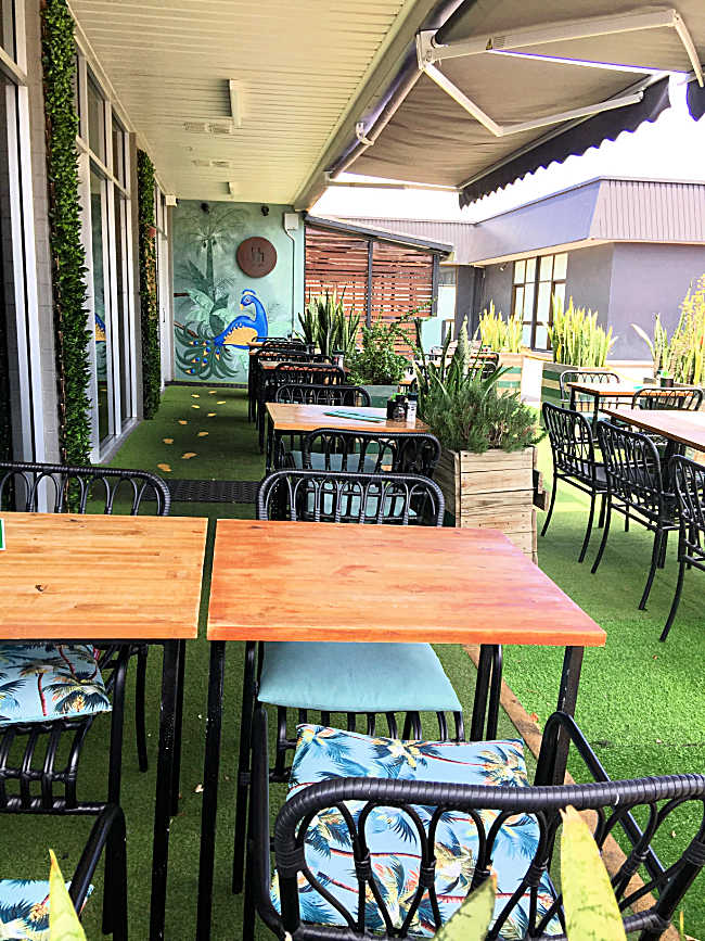 Outdoor dining area at Bakehouse on Eyre